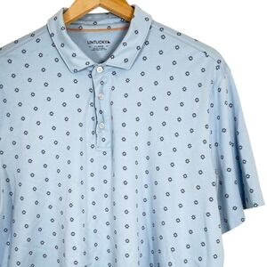 UNTUCKit Mens X Large Light Blue All Over Flower Print Short Sleeve Polo Shirt